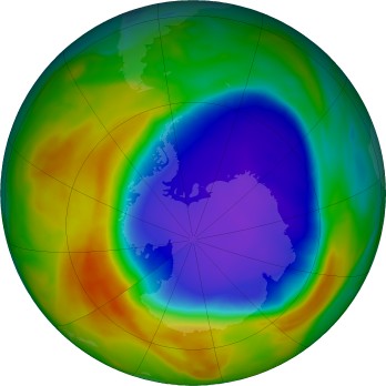 Antarctic ozone map for 2024-10-15